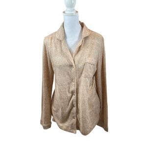 Haven Well Within Brand‎ Tan Button Down Lounge Top Size Medium